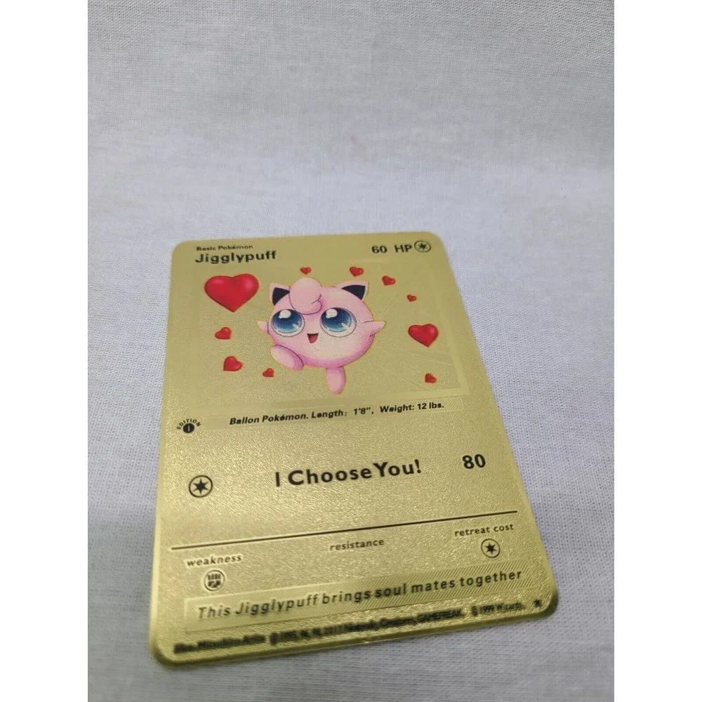 Jigglypuff I Choose You Love Heart Valentine Gold Metal Card- Brand new - Picture 3 of 3